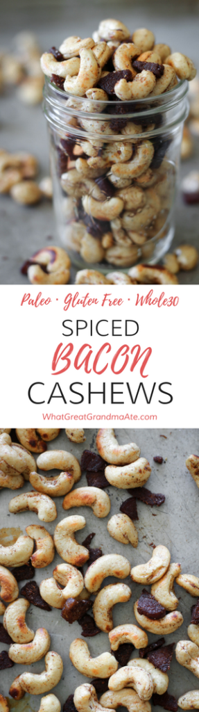 Paleo Gluten Free Whole30 Spiced Bacon Cashews