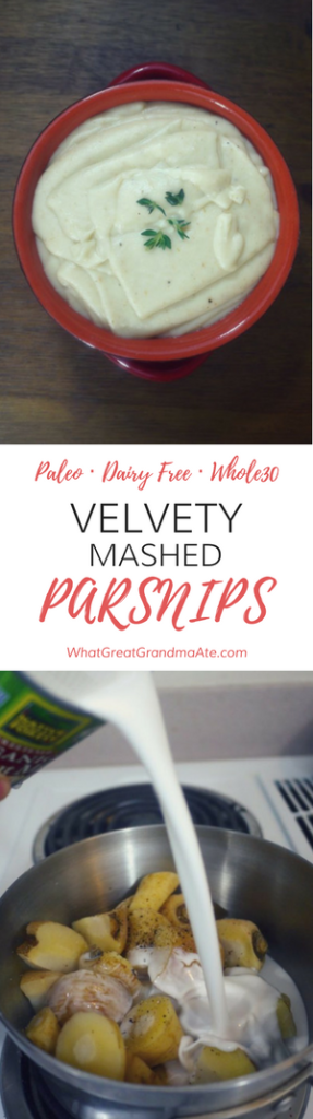 Paleo Dairy Free Whole30 Velvety Mashed Parsnips