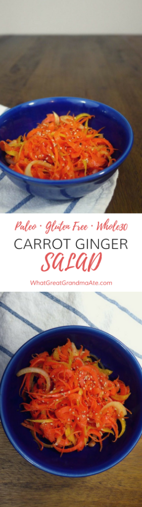 Paleo Gluten Free Whole30 Carrot Ginger Salad