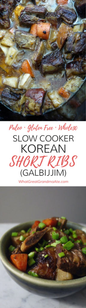 Paleo Gluten Free Whole30 Slow Cooker Korean Short Ribs (Galbi Jjim)