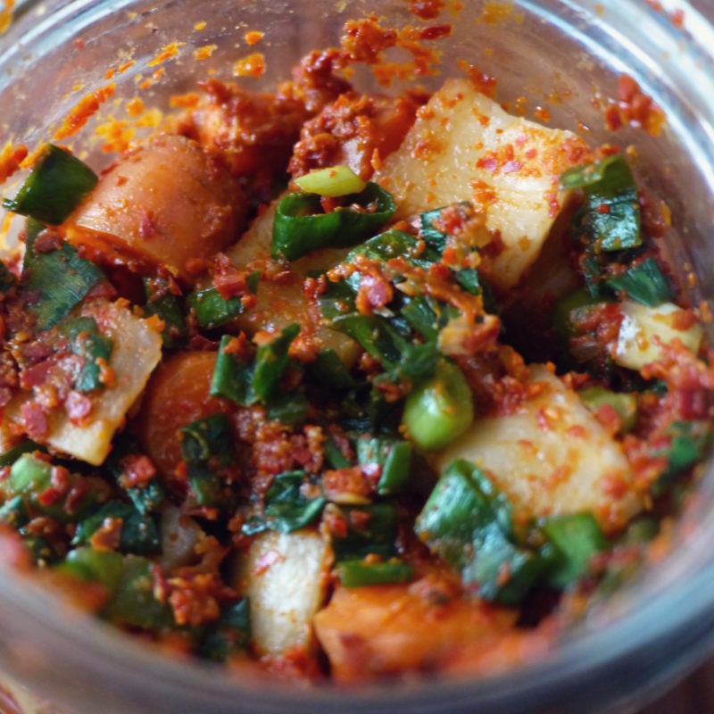 Carrot & Radish Kimchi (Kkadugi) What Great Grandma Ate