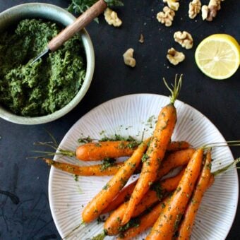 roasted carrots with carrot top pesto