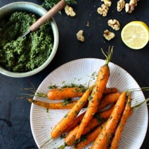 roasted carrots with carrot top pesto