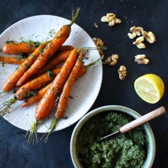 roasted carrots with carrot top pesto
