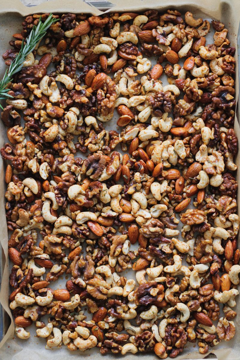 Spiced Maple Rosemary Paleo Mixed Nuts