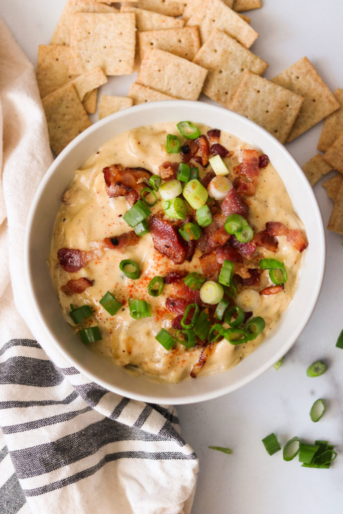 Caramelized onion and bacon dip