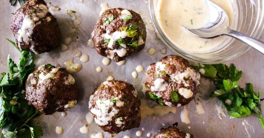 Moroccan Paleo Meatballs with Creamy Dipping Sauce (Whole30, Keto
