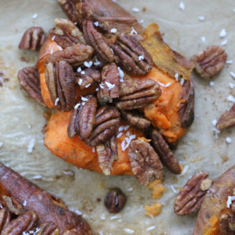 Candied Pecan Loaded Sweet Potatoes