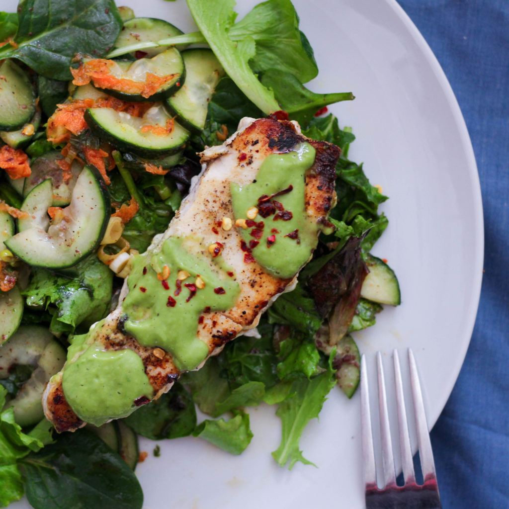 Swordfish Steak with Creamy Lemon Basil Sauce (Paleo, Whole30, Keto)