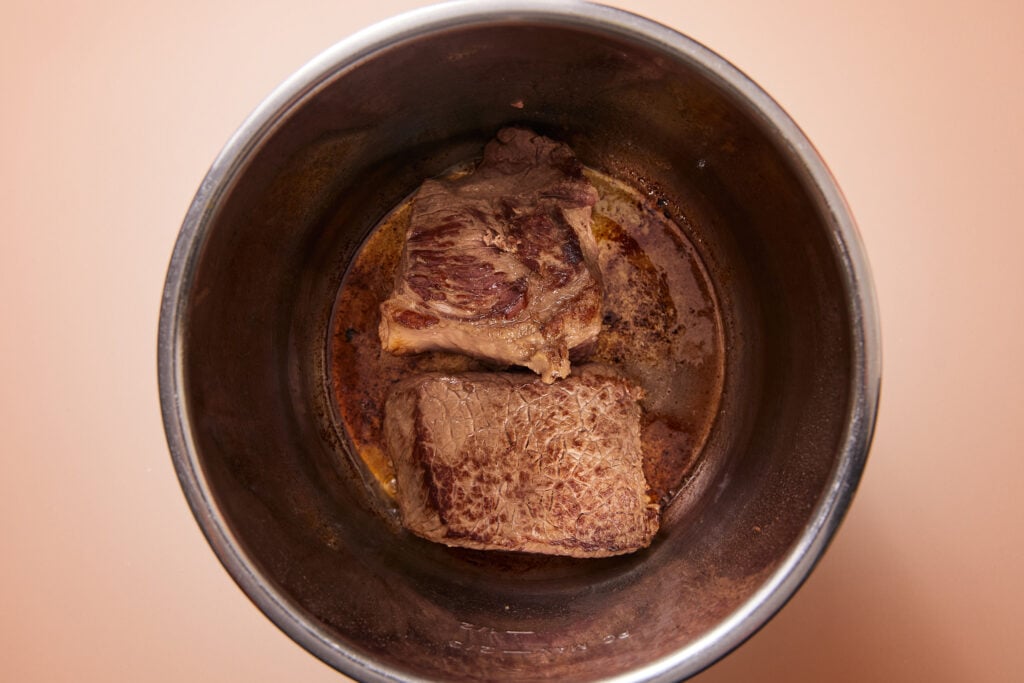Searing chuck roast in the Instant Pot.