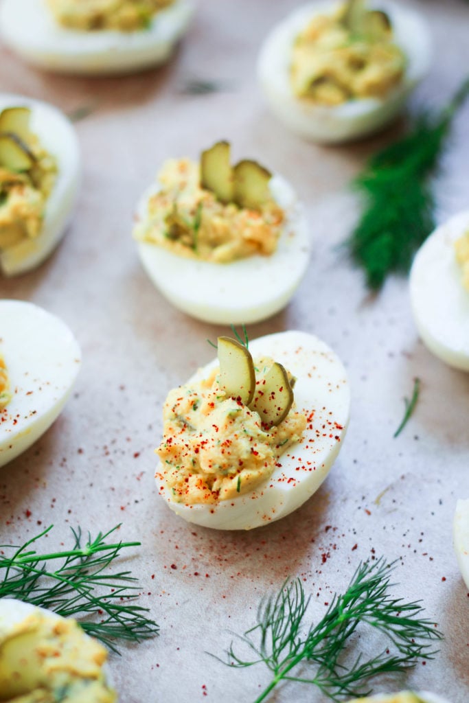 Healthy Dill Pickle Deviled Eggs Recipe