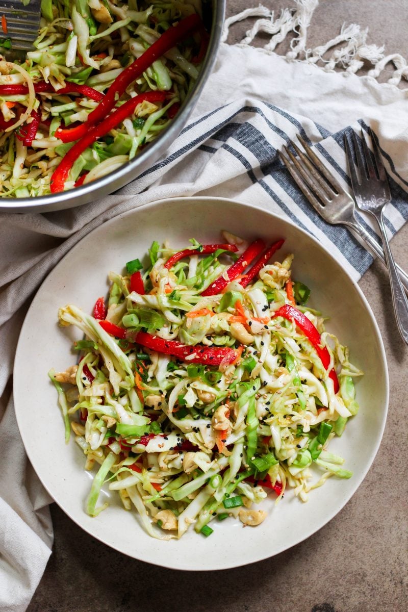 Asian Coleslaw Salad - Crunchy & Easy! (Paleo, Whole30, Vegan Option)