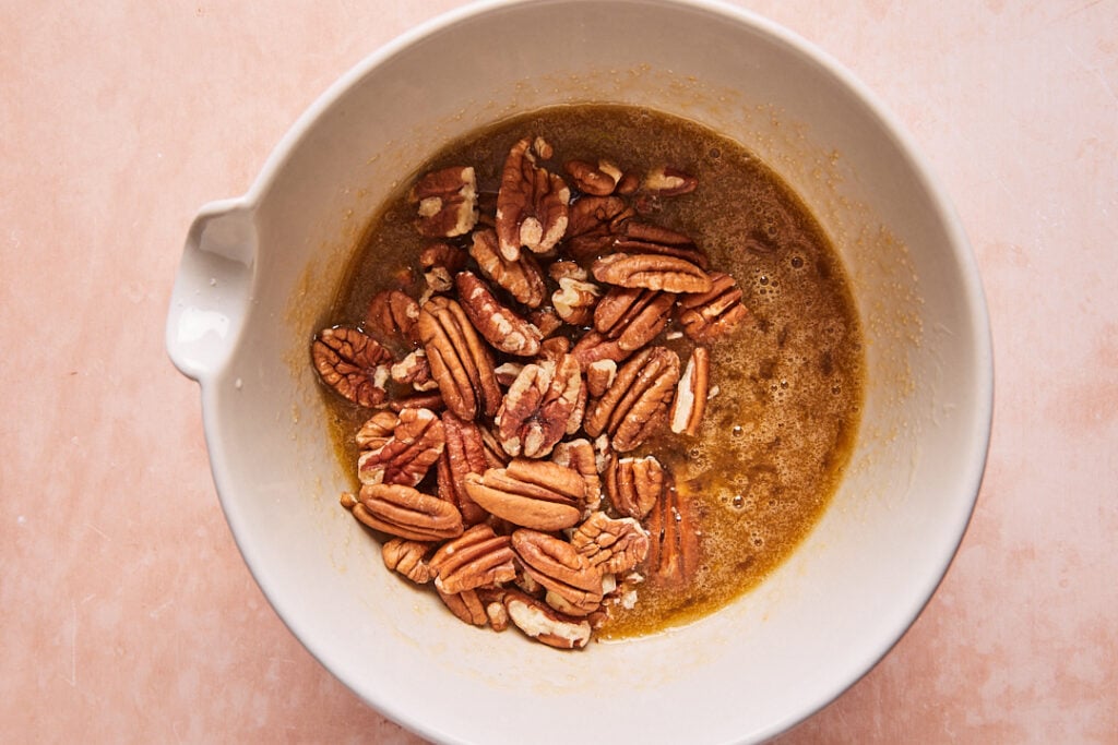 Pecan topping ingredients in a bowl