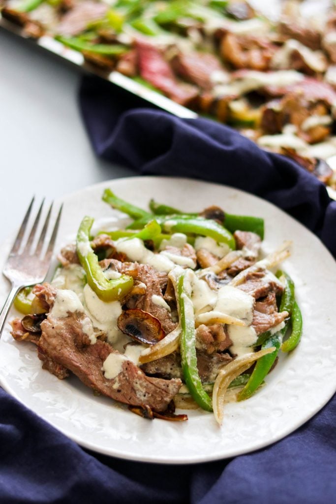 Sheet Pan Paleo Philly Cheesesteak