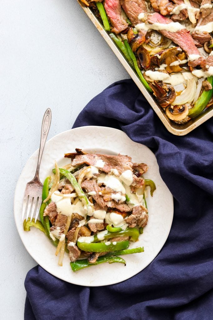 Sheet Pan Paleo Philly Cheesesteak