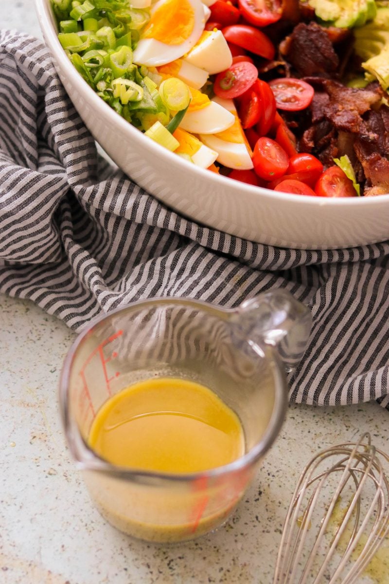 California Cobb Mason Jar Salad with Green Goddess Dressing {gluten-free,  keto, paleo + Whole30 options} - Tasty Yummies