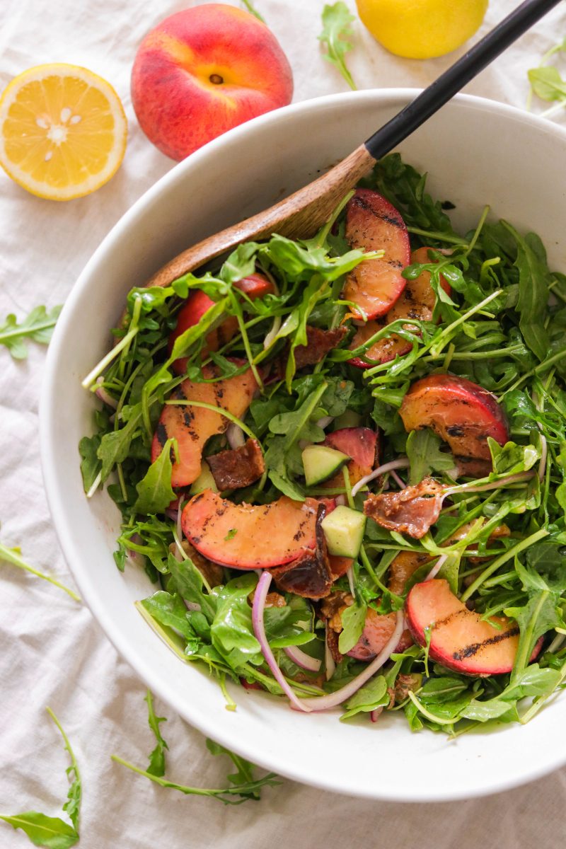 Whole30 Grilled Peach Salad With Bacon