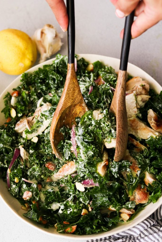 Whole30 Kale Chicken Caesar Salad + The Best Whole30 Caesar Dressing ...