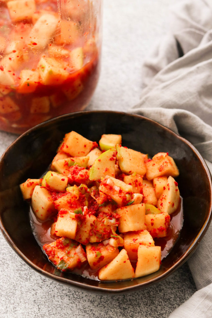 korean radish kimchi in a bowl