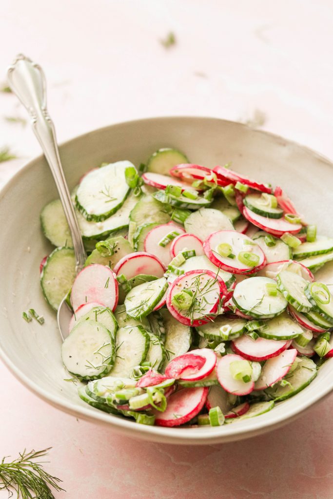 Creamy cucumber radish salad recipe