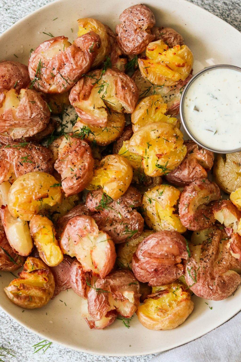 Crispy Dill Pickle Air Fryer Smashed Potatoes (Whole30) Includes Oven