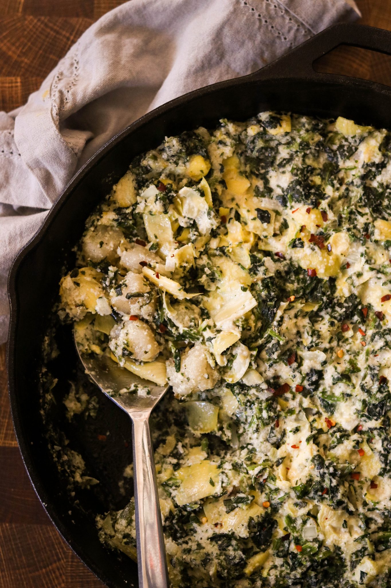 Spinach and Artichoke Baked Gnocchi Casserole (Paleo, Vegan) What