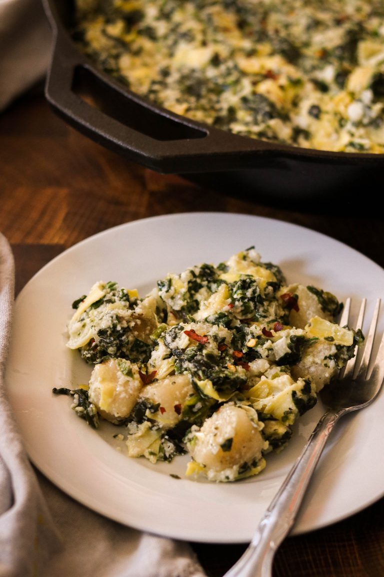 Spinach and Artichoke Baked Gnocchi Casserole (Paleo, Vegan) What