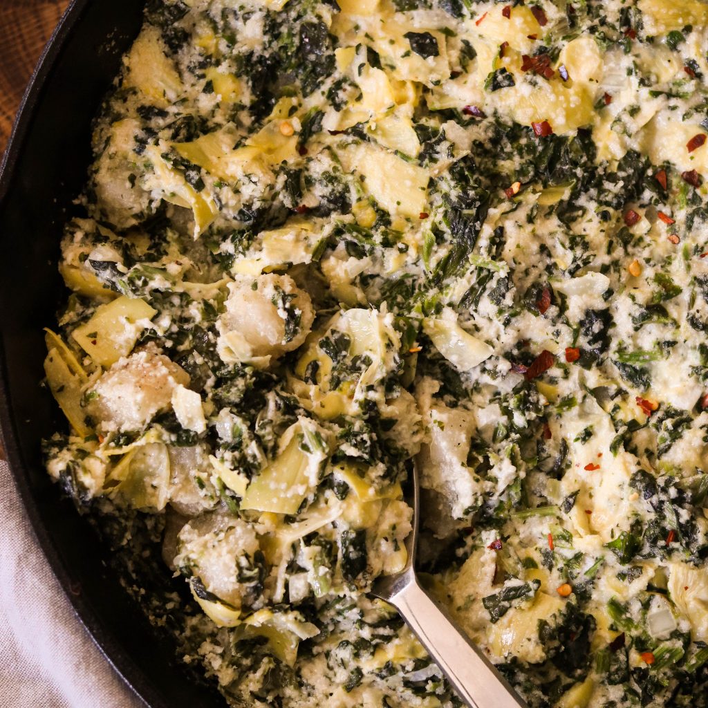 Spinach and Artichoke Baked Gnocchi Casserole (Paleo, Vegan) What