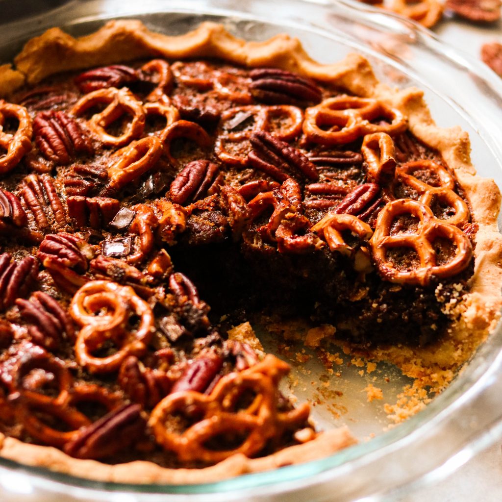 Chocolate Chip Pretzel Pecan Pie (Gluten Free, Paleo) What Great