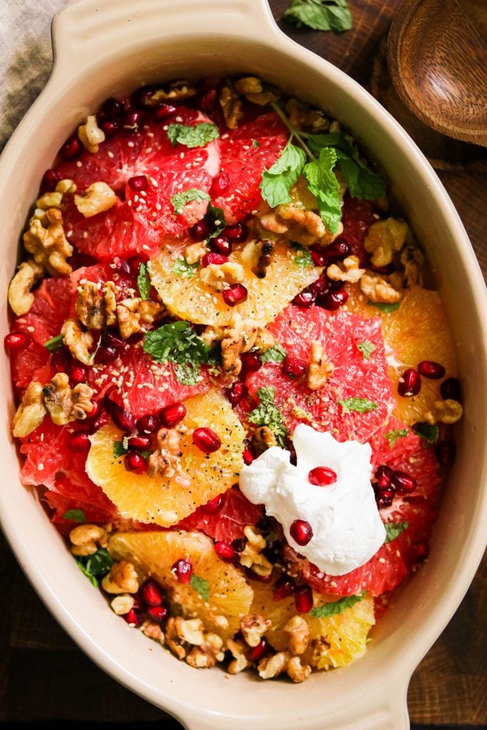 winter citrus salad served on a platter