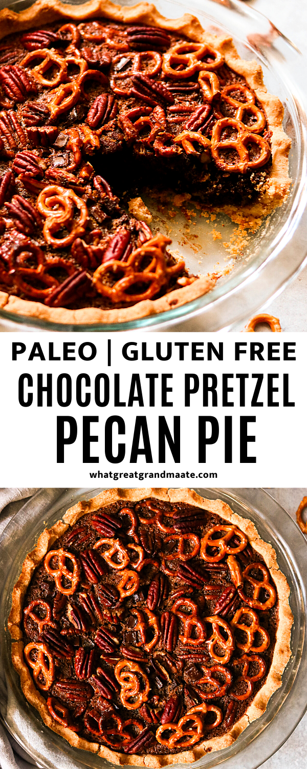 Chocolate Chip Pretzel Pecan Pie (Gluten Free, Paleo) What Great
