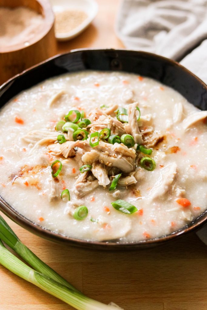 Dak juk - close up of korean rice porridge