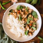 Paleo Thai Basil Chicken served with rice