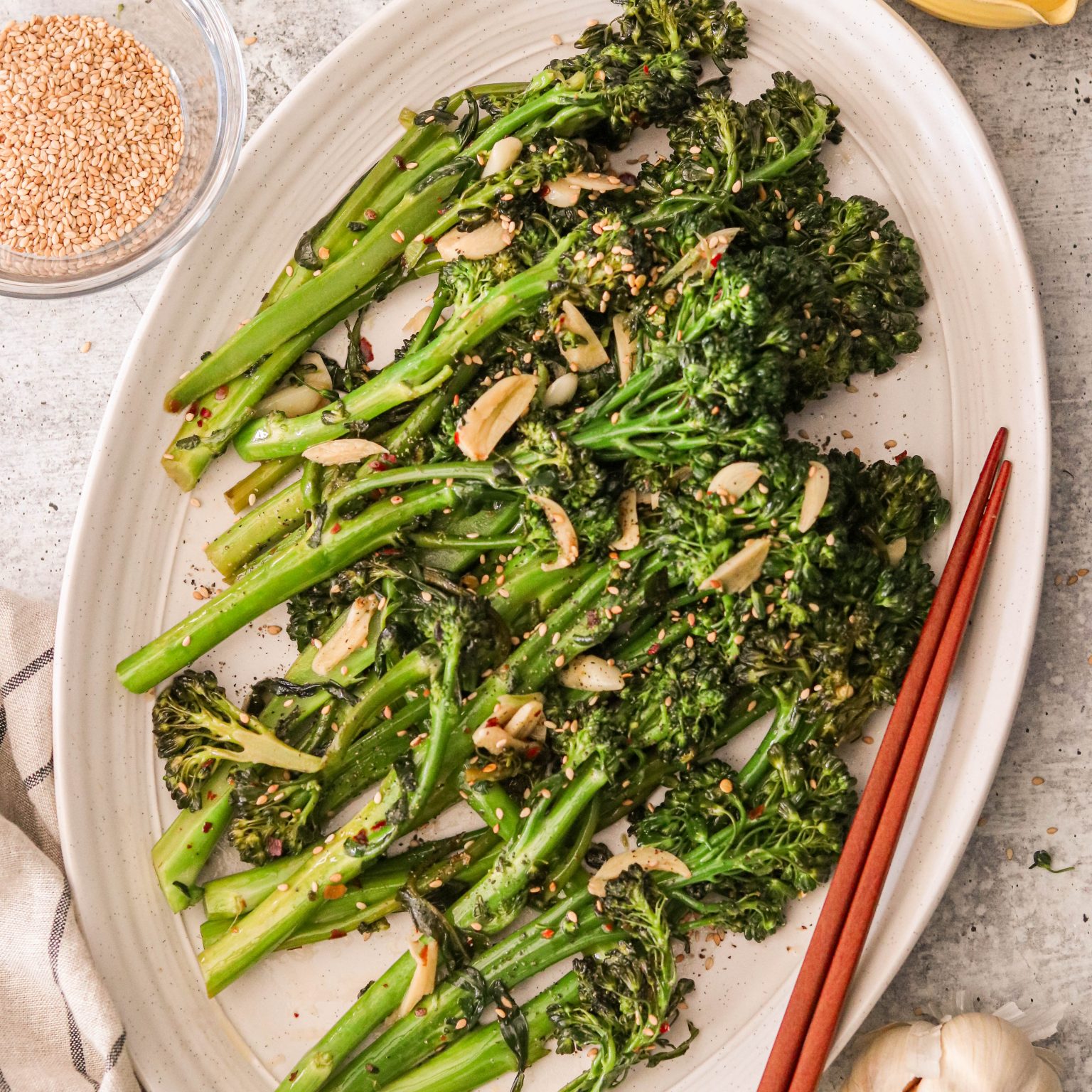 Sautéed Asian Broccolini (Paleo, Whole30, Vegan) Less Than 15 Minutes