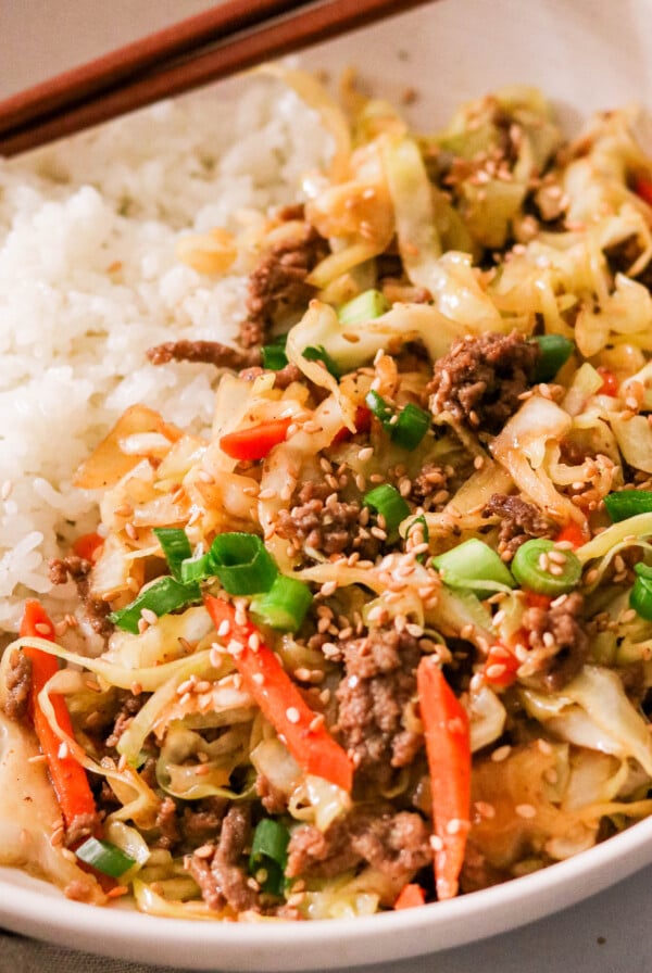 Asian beef and cabbage stir fry