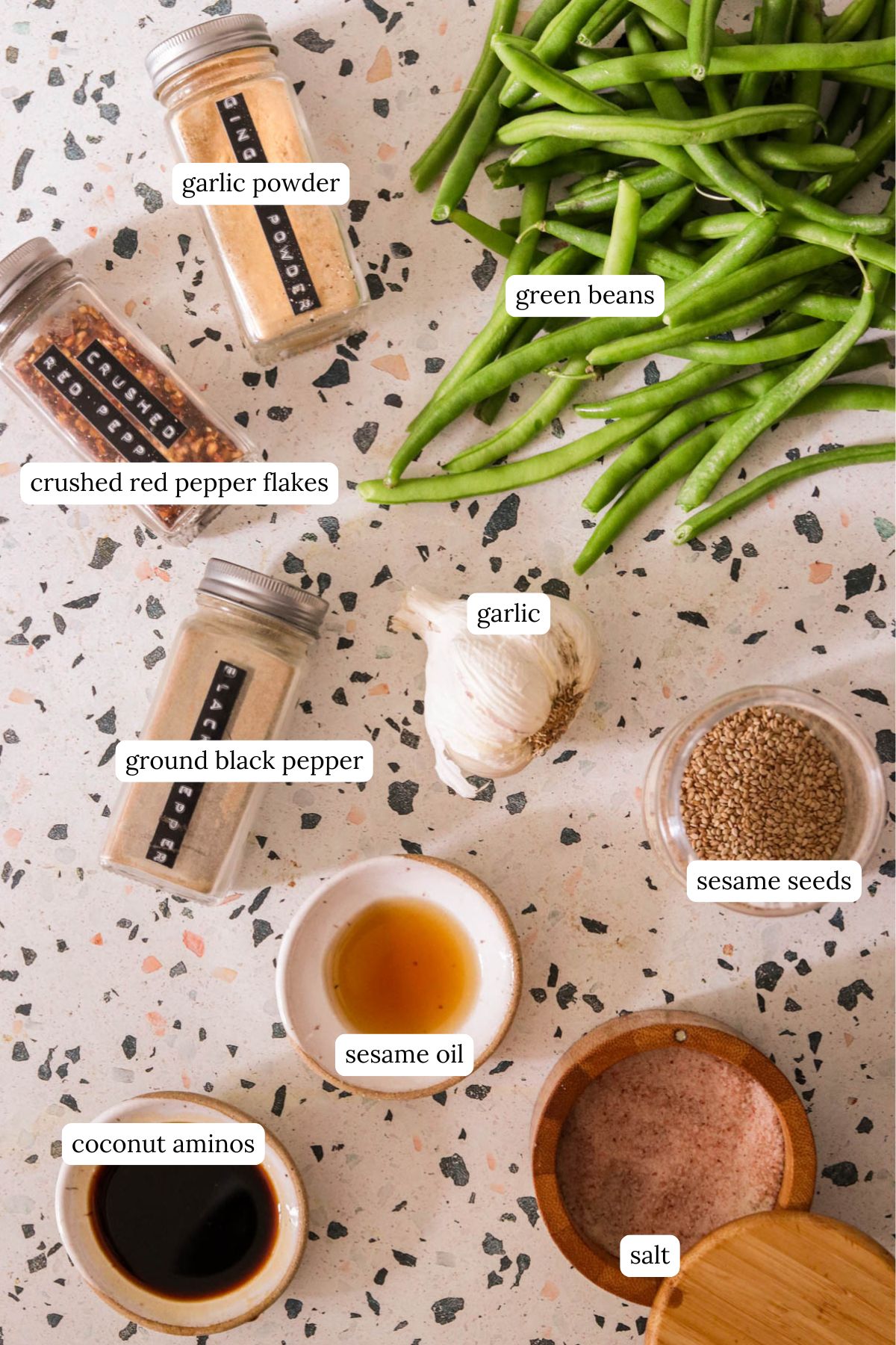 Ingredients laid out and labeled