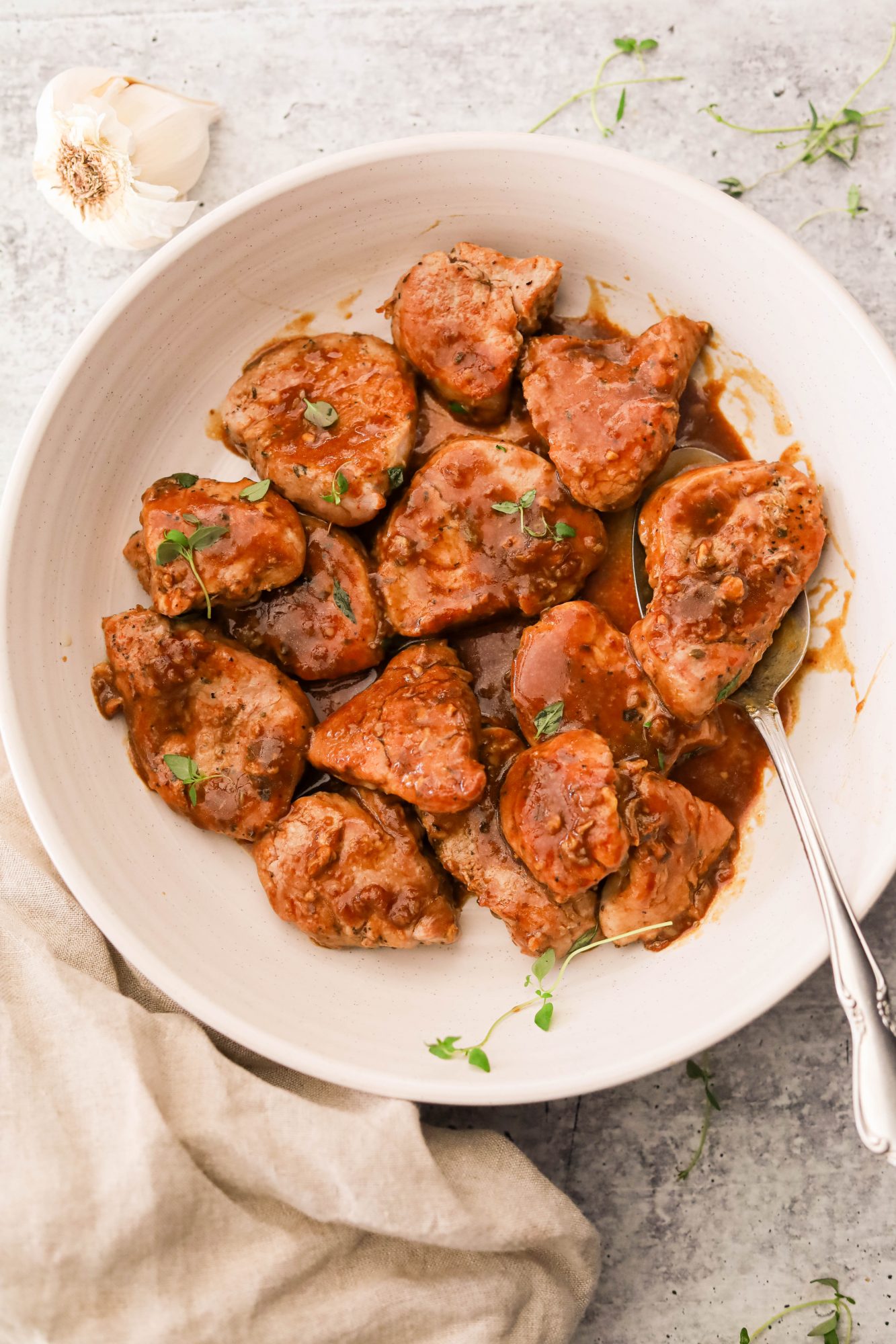 Garlic Pork Tenderloin (Paleo, Whole30) Pan Fried & So Quick!