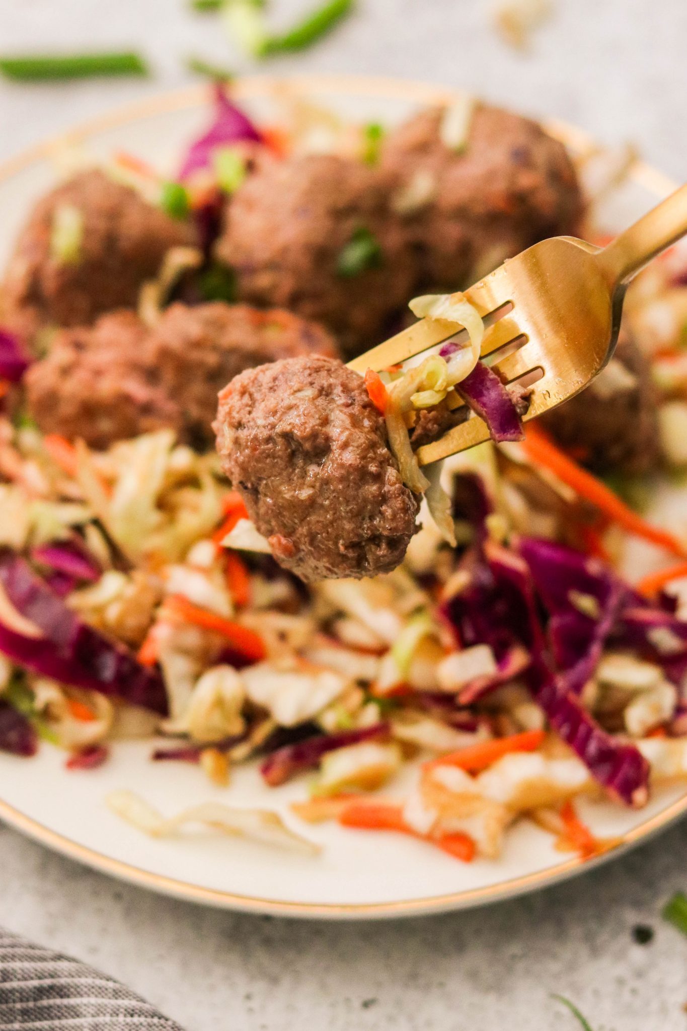 Egg Roll Meatballs with Slaw (Paleo, Whole30) What Great Grandma Ate