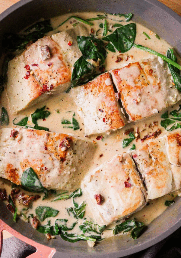 Mahi Mahi in Creamy Sun Dried Tomato Sauce