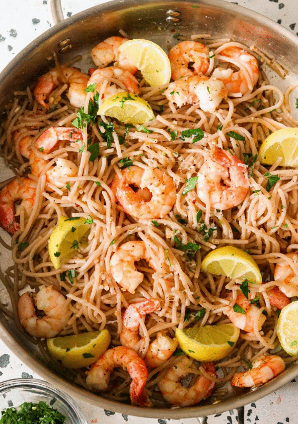 One Pot Lemon Garlic Shrimp Pasta