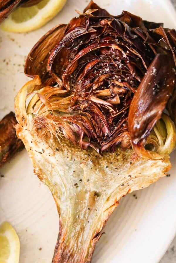 Crunchy Roman fried artichokes sprinkled with salt and pepper.
