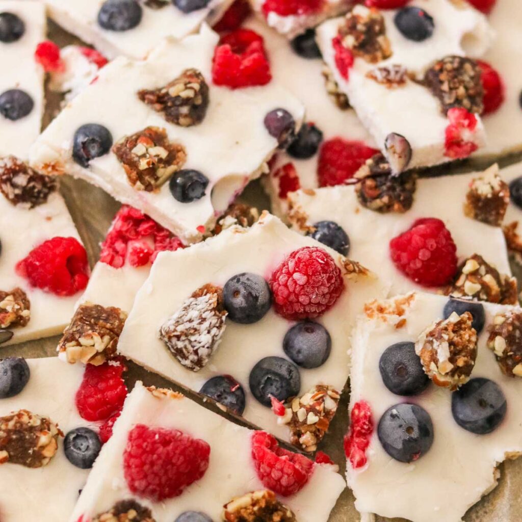 Frozen Yogurt Bark with Berries (Vegan & Paleo Option)