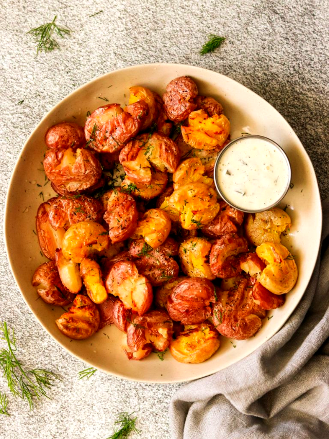 Crispy Dill Pickle Air Fryer Smashed Potatoes What Great Grandma Ate