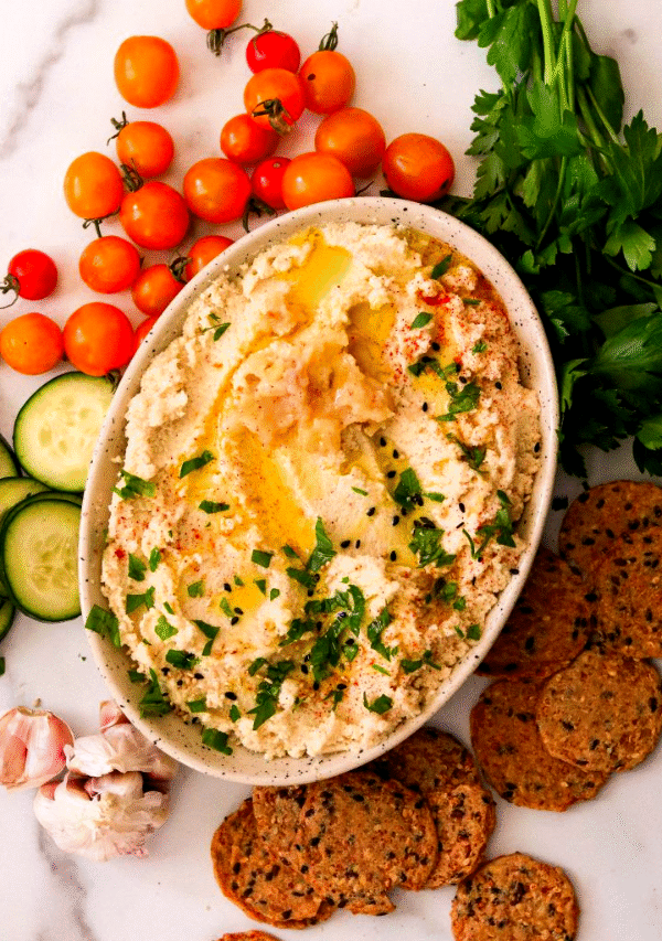Roasted Cauliflower Hummus with Roasted Garlic