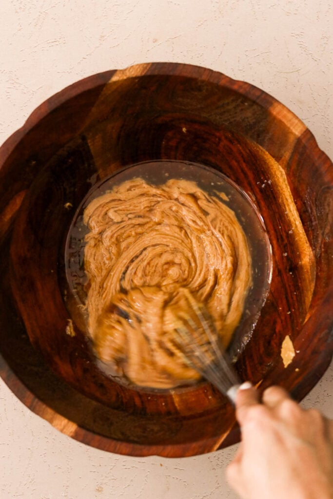 Mixing dry ingredients in a large bowl