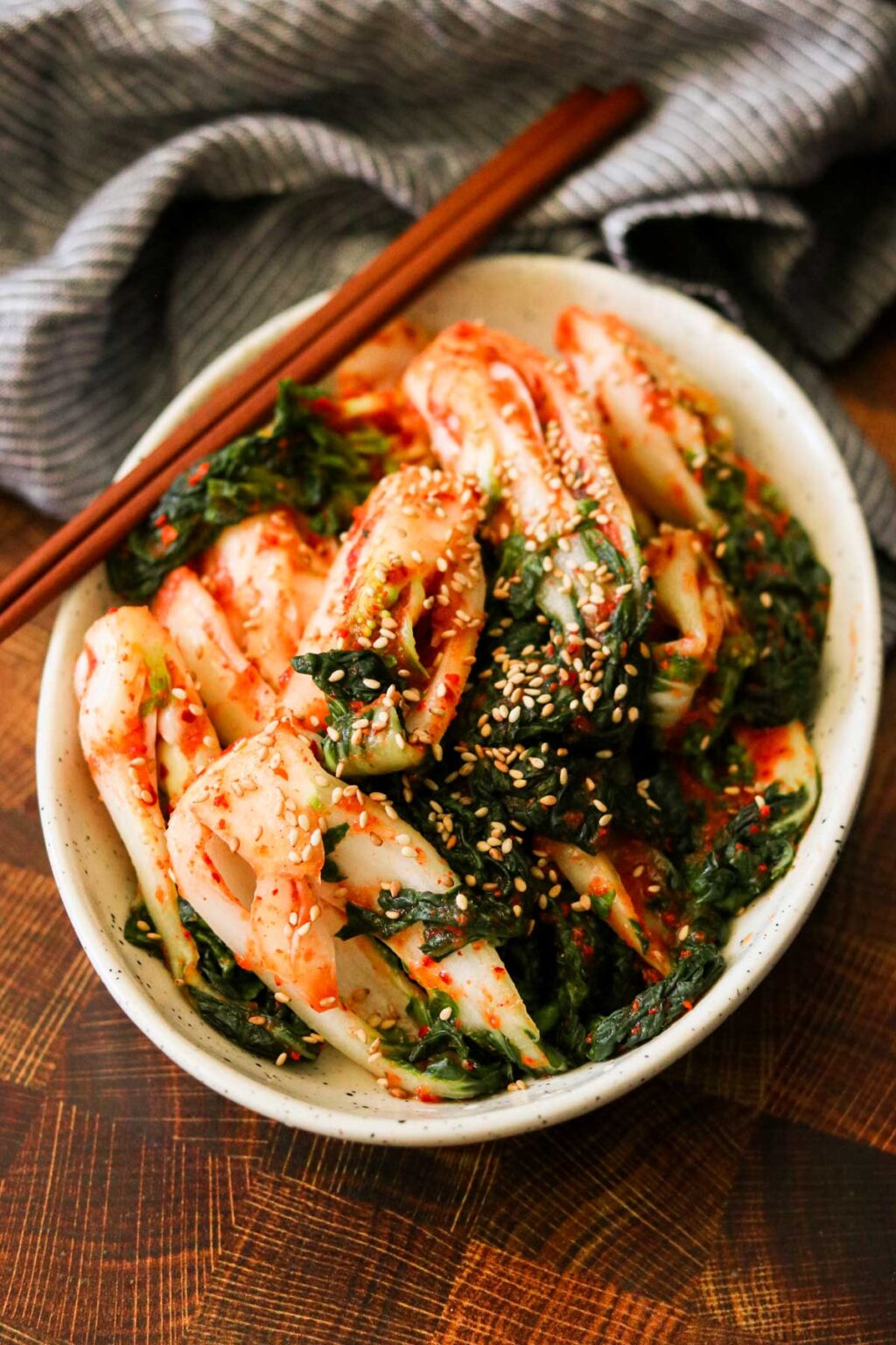 Quick & Easy Baby Bok Choy Kimchi Recipe (Geotjeori)