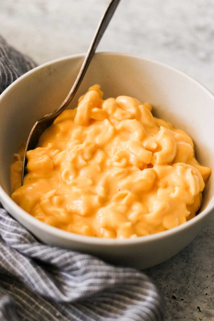 healthy mac and cheese served in a bowl
