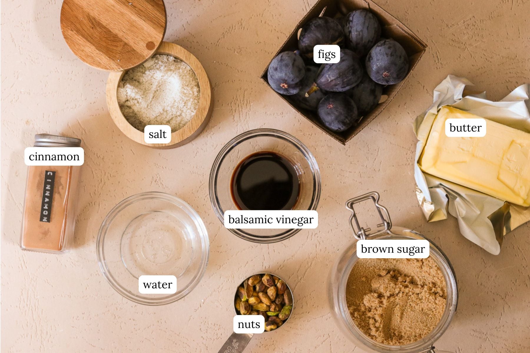 ingredients for making caramlized figs