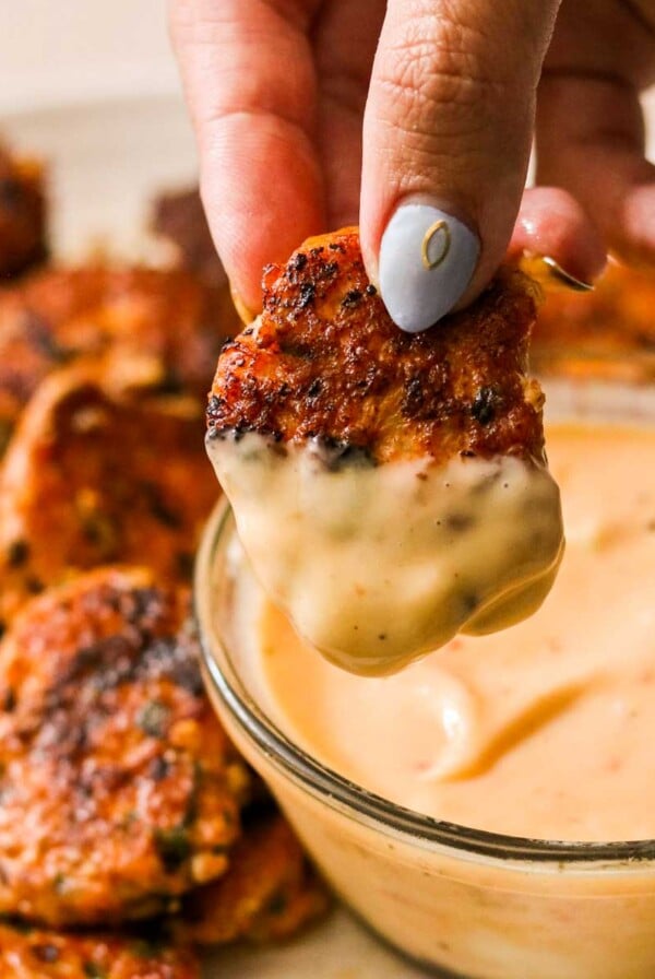Thai Shrimp Cake dipped in sweet chili mayo