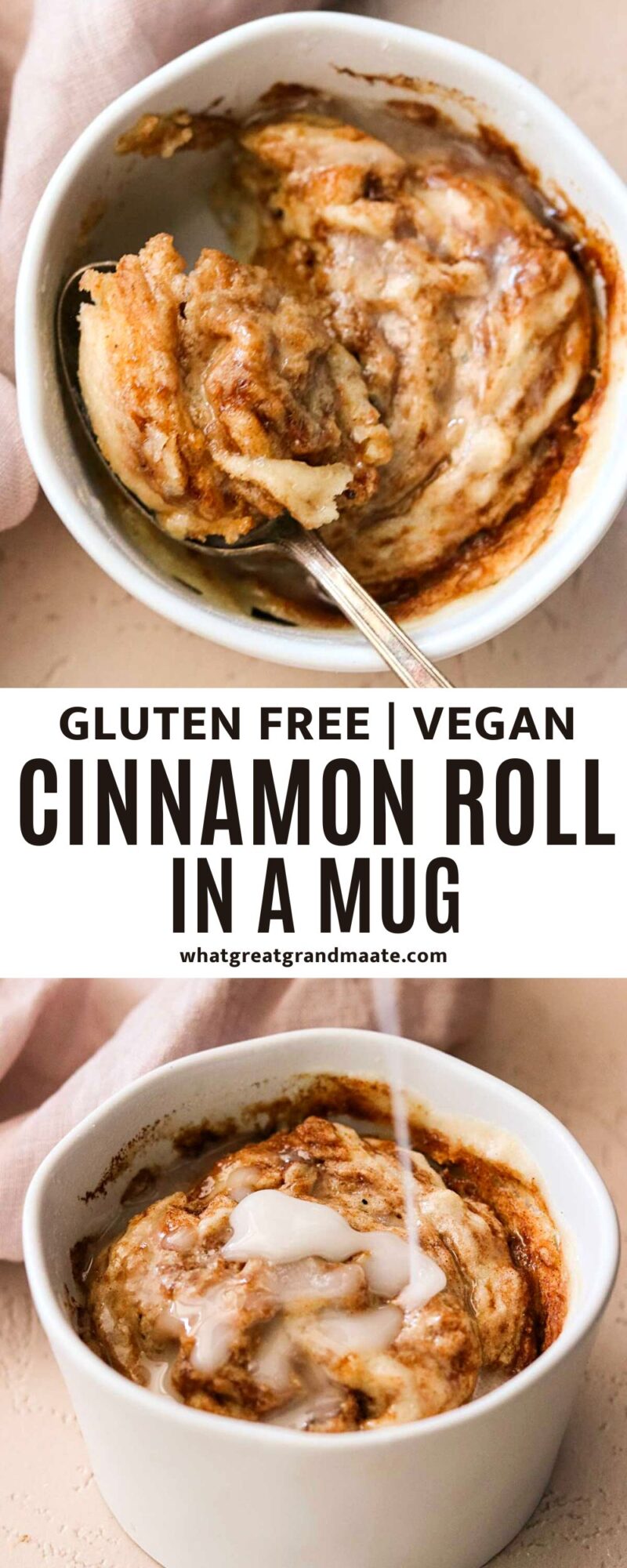 Gluten Free Cinnamon Roll in a Mug (Vegan) What Great Grandma Ate
